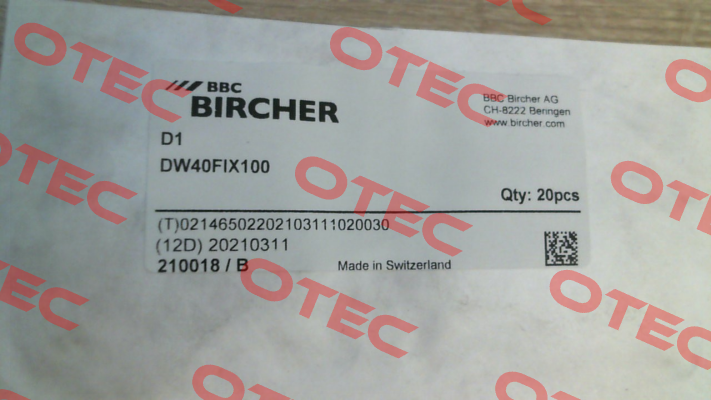 210018 / DW40FIX100 Bircher