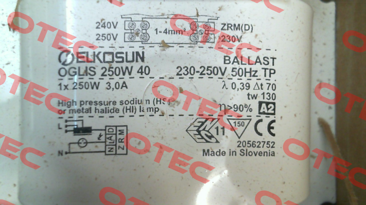 OGLIS 250W 40 230-250/50 040A094 TP Tridonic