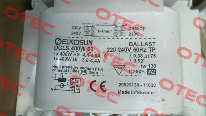 20820138 / OGLS 400W 60 220-240/50 060A114TP Tridonic