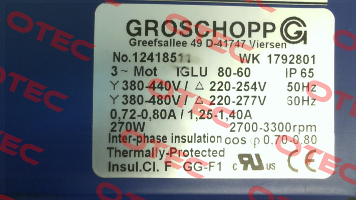 Type: IGLU 80-60 / IP65 Groschopp