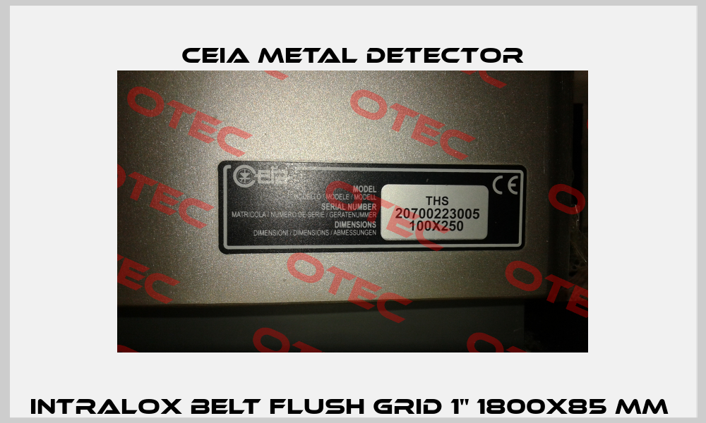 Intralox Belt Flush Grid 1" 1800x85 mm  CEIA METAL DETECTOR