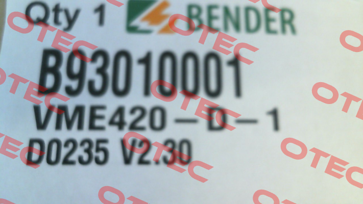 p/n: B93010001, Type: VME420-D-1    Bender