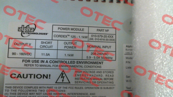 010-579-20-041 \ CXRC 125-1.1kW Alpha Technologies