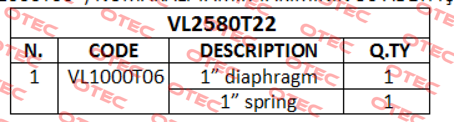 1” diaphragm For VL2580T22  Trimec