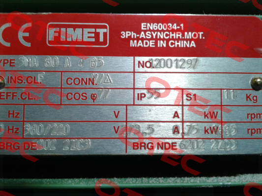 3MA 80 A 4 T.380/220V 60HZ B5 0,75KW Fimet