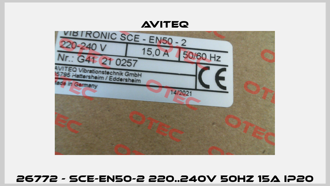 26772 - SCE-EN50-2 220..240V 50HZ 15A IP20 Aviteq