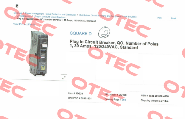 QO130  Square D (Schneider Electric)