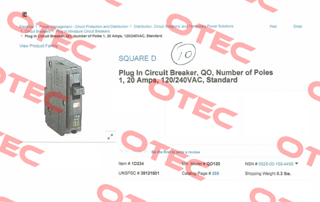 QO120  Square D (Schneider Electric)