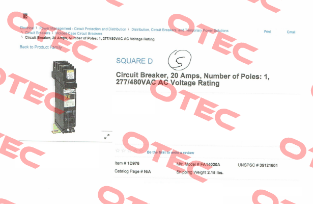 FA14020A  Square D (Schneider Electric)