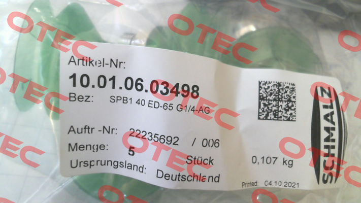 10.01.06.03498 / SPB1 40 ED-65 G1/4-AG Schmalz