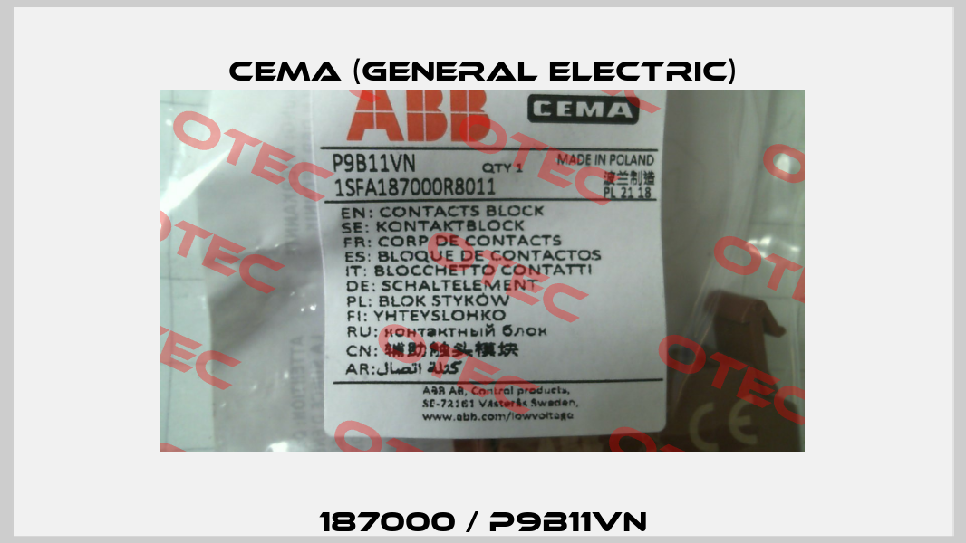 187000 / P9B11VN Cema (General Electric)