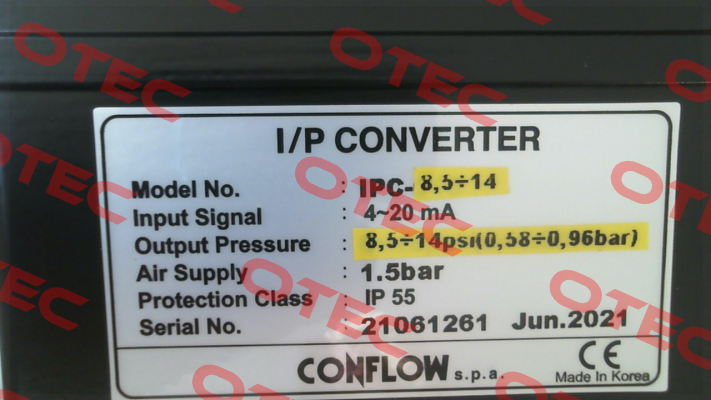 PC converter 0-18 PSI CONFLOW