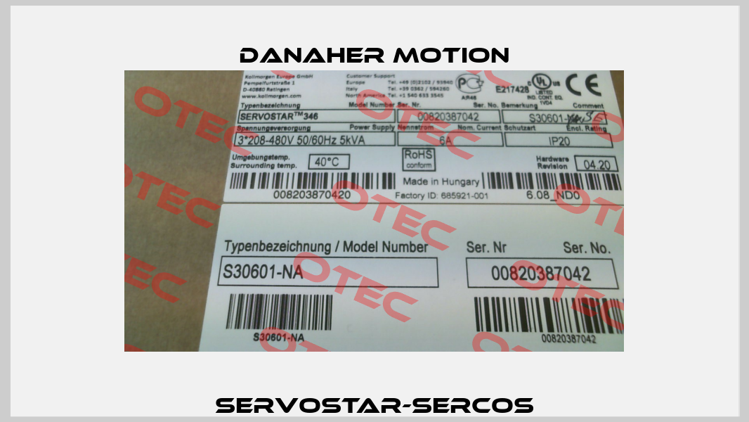 SERVOSTAR-SERCOS Danaher Motion