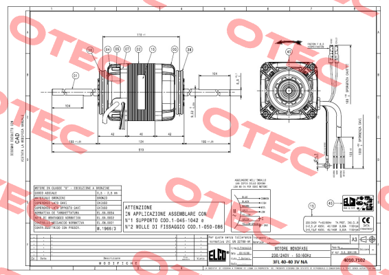 108206 / 1BT 40-40 3V NA 230V 50/60Hz Elco