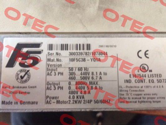 10. F5/ 2,2 kW  LAIPPLE KEB