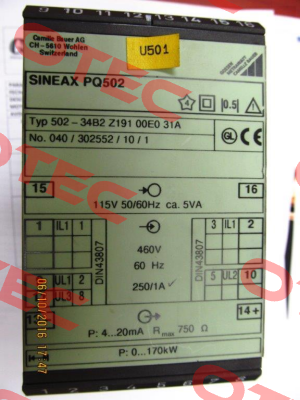 SINEAX 502-34B2Z19100E031A obsolete, replaced by Sineax P 530  Gossen Metrawatt