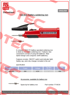 771-9530 / KBI-645 RS