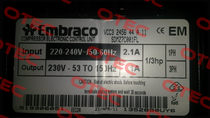 VCC3 2456 44  OEM Embraco