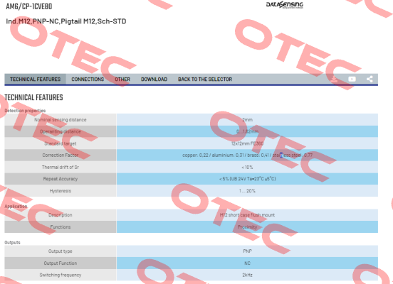 AM6/CP-1CVE80 Micro Detectors / Diell (now Datasensing)
