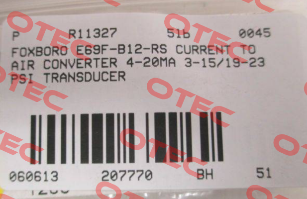 E69F-B12-RS out of production Foxboro