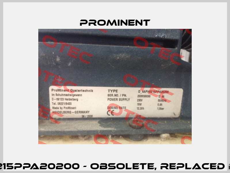 P/N: 2006098098 Type  D 4APH0215PPA20200 - obsolete, replaced by DLTA1020PVT2000UA10M0DE0  ProMinent