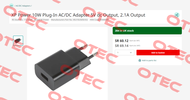 VEU10US050-EU XP Power