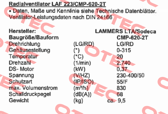 1012558 / CMP-620-2T Sodeca