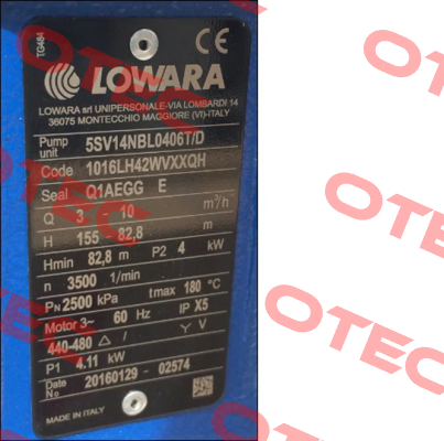 5SV14NBL0406T/D Lowara