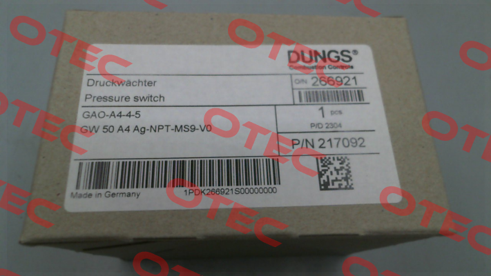 P/N: 266921, Type:  GAO-A4-4-543516WC Dungs
