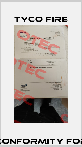Certificate of Conformity for 59300W060WS Tyco Fire