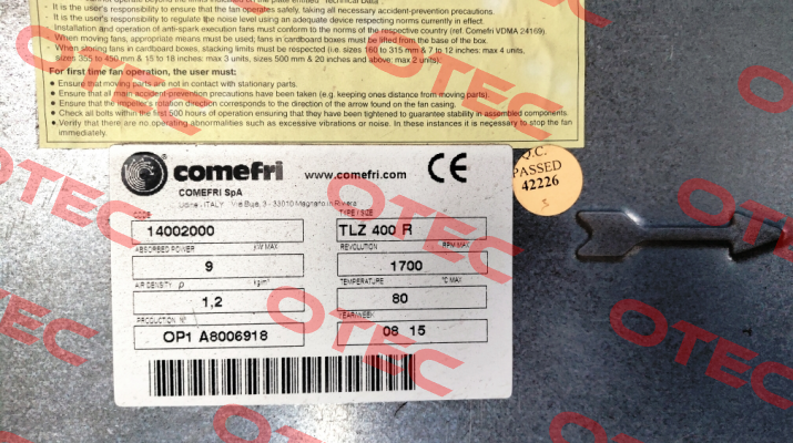 TLZ 400 RA Comefri