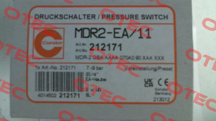 212171 / MDR 2/11-EA / MDR-2 GBA AAAA 070A090 XAA XXX Condor